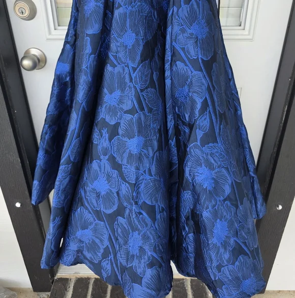 B Darlin Juniors' Sweetheart-Neck Jacquard Fit & Flare Dress Sz 0 Blue NWT Party - Picture 7 of 14